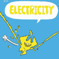 A book cover showing a lightening bolt cartoon character