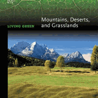 A book cover showing a grassland with mountains in the background