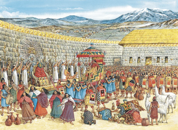 Painting of the Inca Temple of the Sun