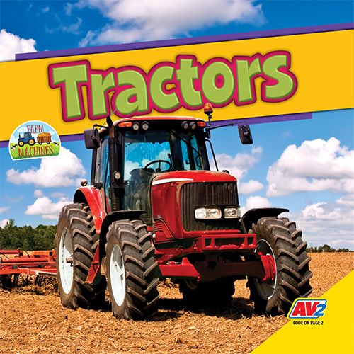Book cover showing a red tractor in a field