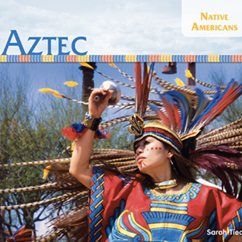 Book cover showing a photo of a person in traditional Aztec clothing