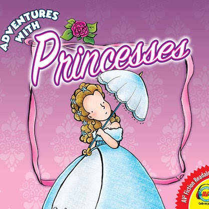 Book cover showing a cartoon of a princess holding an umbrella with a pink background