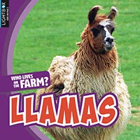 Book cover showing a white and brown llama in a field