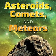 Book cover with a close up picture of a meteor