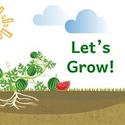 Book cover showing a watermelon plant growing in a field with a sun and clouds