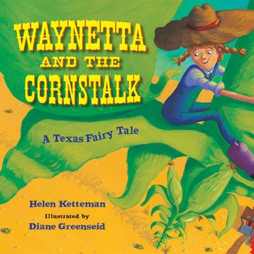 Book cover showing a girl holding on to a large cornstalk