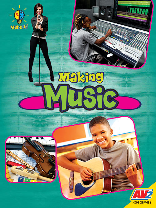 Book cover with multiple pictures of people playing instruments