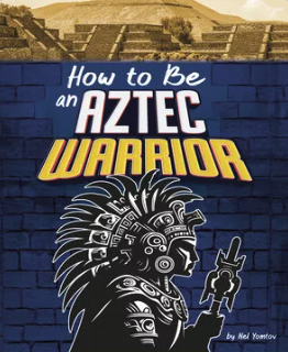 Book cover with an Aztec Warrior in a black armor