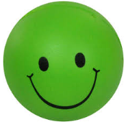 Image of a green ball with a smiling face
