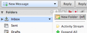 zimbra new folder
