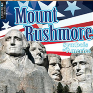 A book cover showing Mount Rushmore with an American flag background.
