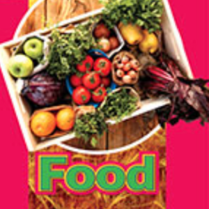 A book cover showing a basket full of fresh vegetables