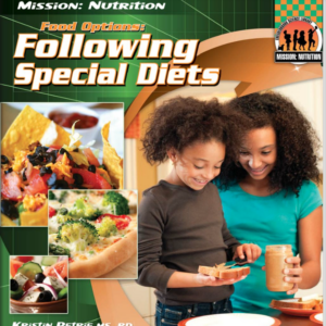 A book cover showing a family eating a meal and pictures of food