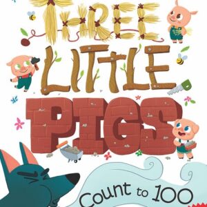 A book cover showing three pigs and a wolf