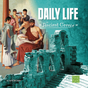 A book cover showing ancient Greeks in traditional robes