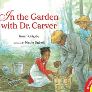 A book cover showing a girl and a older man in a garden