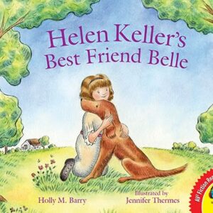 A book cover showing a girl hugging a dog