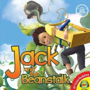 A book cover showing a kid climbing a giant beanstalk