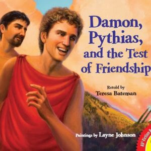 A book cover showing two boys running together and laughing