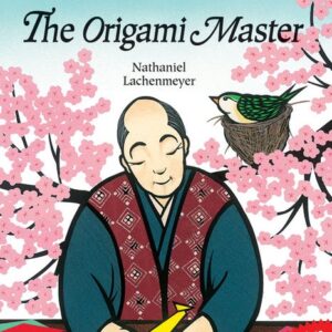 A book cover showing a man with cherry blossoms and a bird in the background