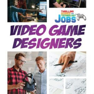 A book cover showing two adults talking while writing on a paper about a video game holding a headset