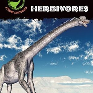 A book cover depicts a long-necked, gray dinosaur, possibly a Brachiosaurus, standing under a bright blue sky with white clouds.