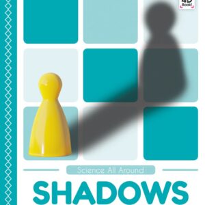 A book cover features a yellow pawn figure casting a prominent shadow onto a grid of nine teal and light blue squares, set against a white background with a decorative border on the left.