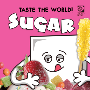 A book cover showing a cartoon drawing of a sugar cube surrounded by honey and fruit