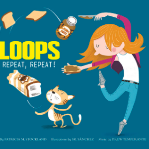 A book cover showing a girl and a cat playing with sandwich stuff