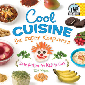 A book cover showing a variety of food including chili, bananas, cookies and tomatoes