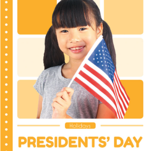 A book cover showing a smiling young child holding a small American flag.