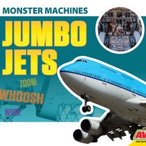 A book cover showing the front of a large blue and white jumbo jet, with an inset image of a cockpit.