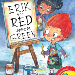 A book cover showing a boy with red hair painting at an easel