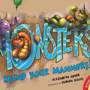 A book cover showing a couple of monsters sitting on the title of the book.