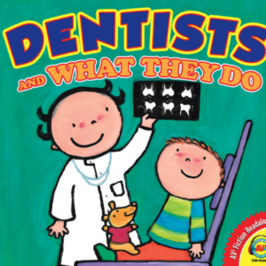 A book cover showing a dentist looking at xrays while a patient watches.