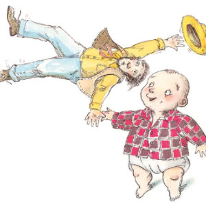 A book cover showing a baby throwing a grown man