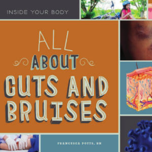 A book cover showing graphics of skin biology and a bruise.