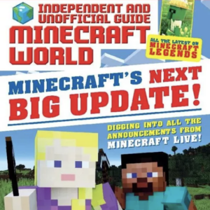 A book cover showing two Minecraft characters running
