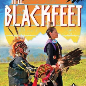 A book cover with a photo of two people in traditional Blackfeet clothing