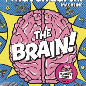 A magazine cover with a cartoon picture of a brain