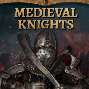 A book cover of a knight fighting with a dark sky