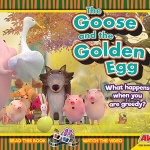 A book cover showing a group of animals looking at a goose next to a golden egg.