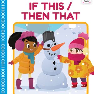 A book cover showing two friends building a snowman together
