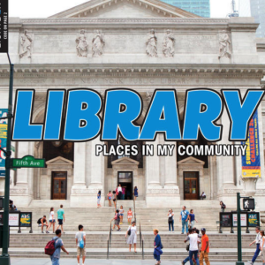 A book cover showing a large library front entrance