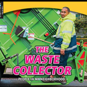 A book cover with a picture of a man standing on the side of a garbage truck