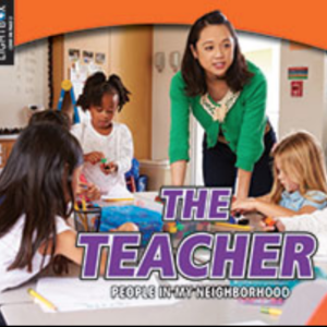 A book cover with a picture of a teacher working with a small group of students