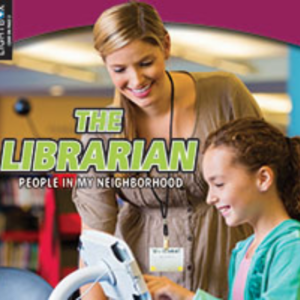 A book cover showing a librarian helping a student check out a book