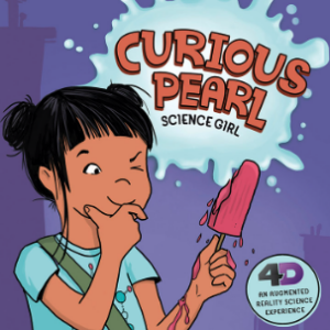 A book cover features a young girl with dark hair in pigtails, holding a melting red popsicle, with a thought bubble above her head.