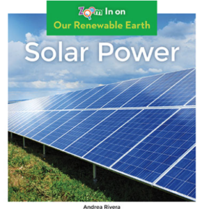 A book cover showing a field of solar panels
