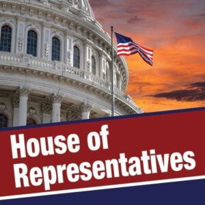 A book cover showing the US Capitol building with an American flag flying nearby
